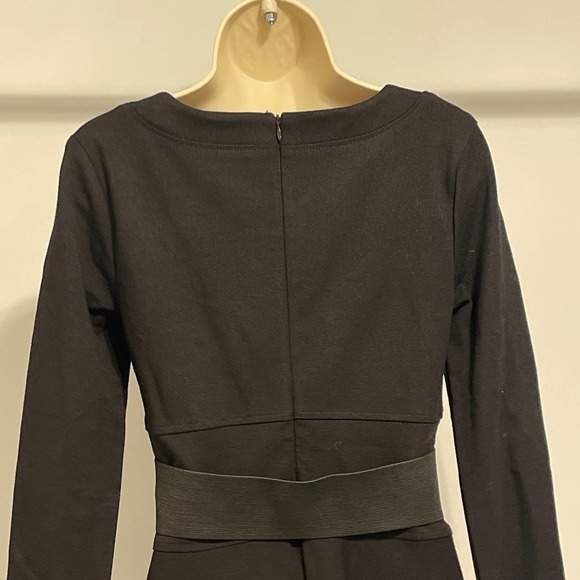 Three Dots Black V Neck Long Sleeve Bodycon Dress Large Pre-owned - Picture 4 of 9